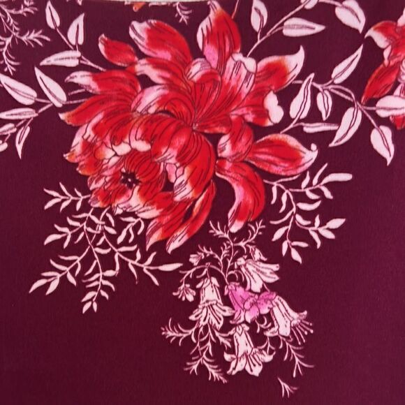 Women’s Plus size 2X gorgeous flutter sleeve maroon & pink floral dress NEW - Picture 11 of 15